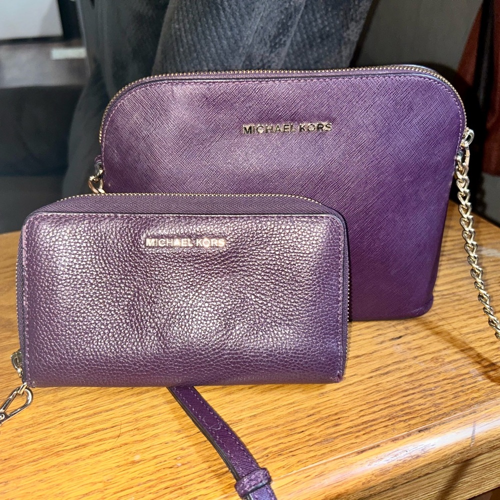 Michael Kors Deep Purple Crossbody Bag Set